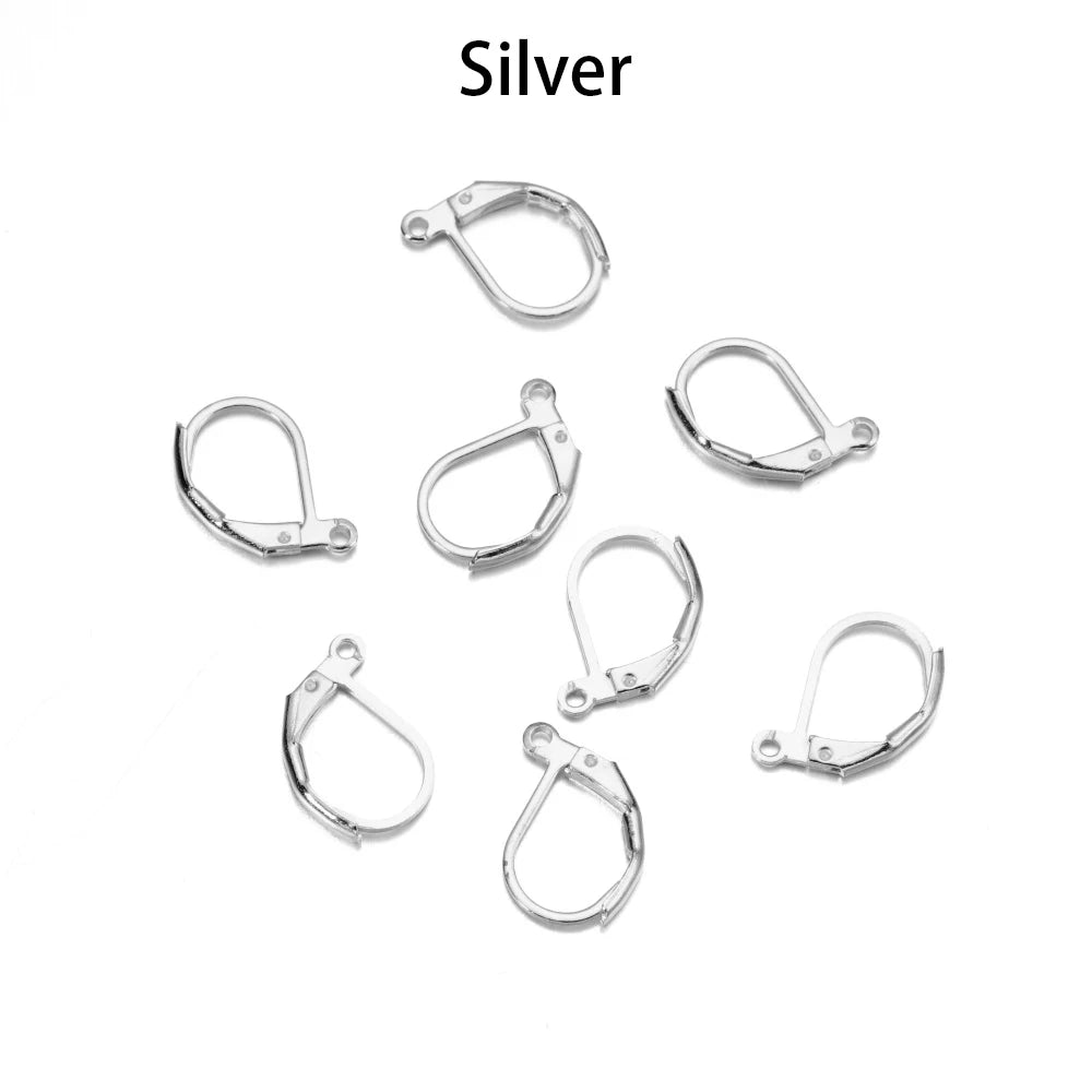 50pcs/lot Gold Silver French Lever Earring Hooks Wire Settings Base Hoops Earrings For DIY Jewelry Making Supplies Wholesale