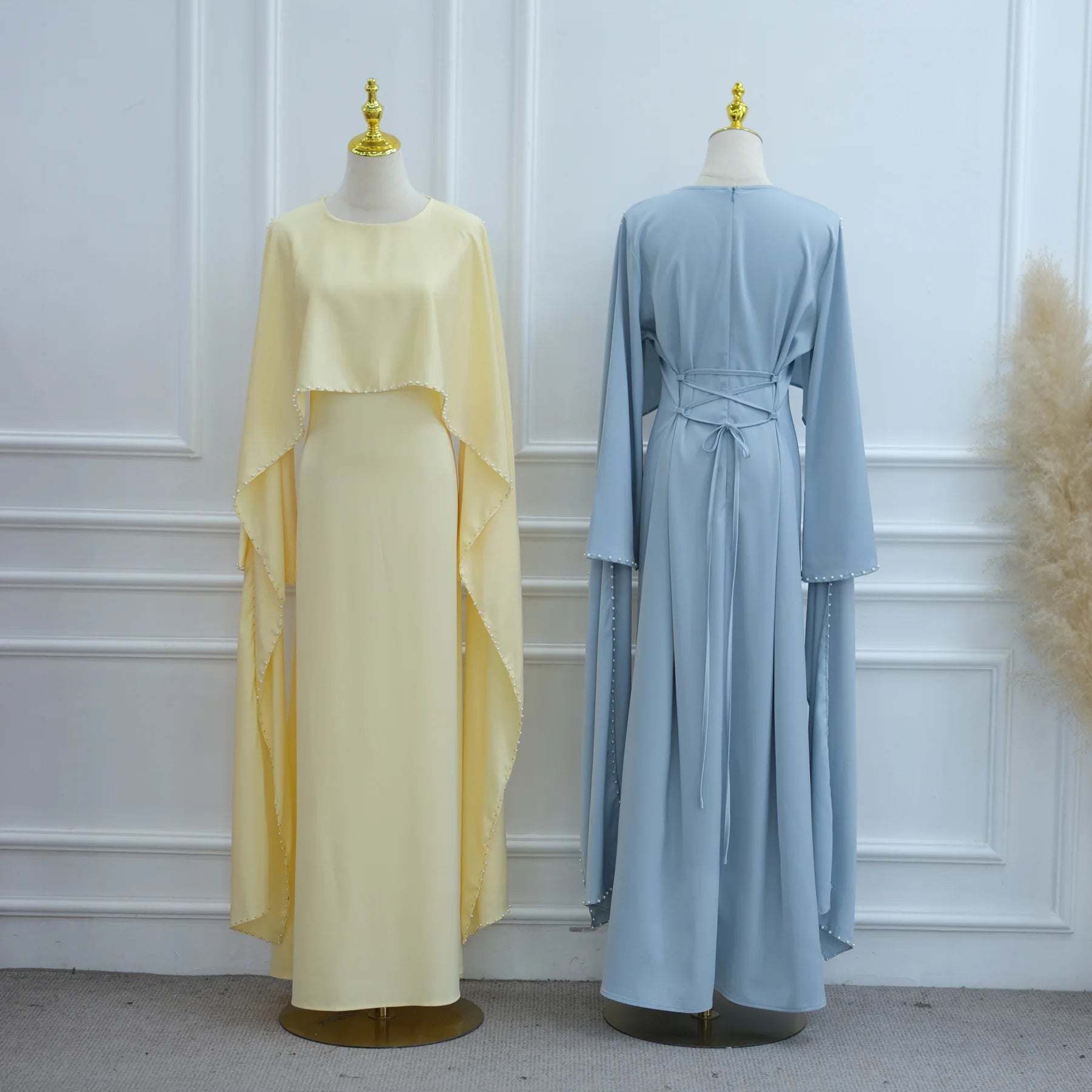 Muslim Dresses Women's Traditional Dresses And Abayas Eid Dubai Evening Dress Pearl Beaded Luxurious Robe Islamic Clothing