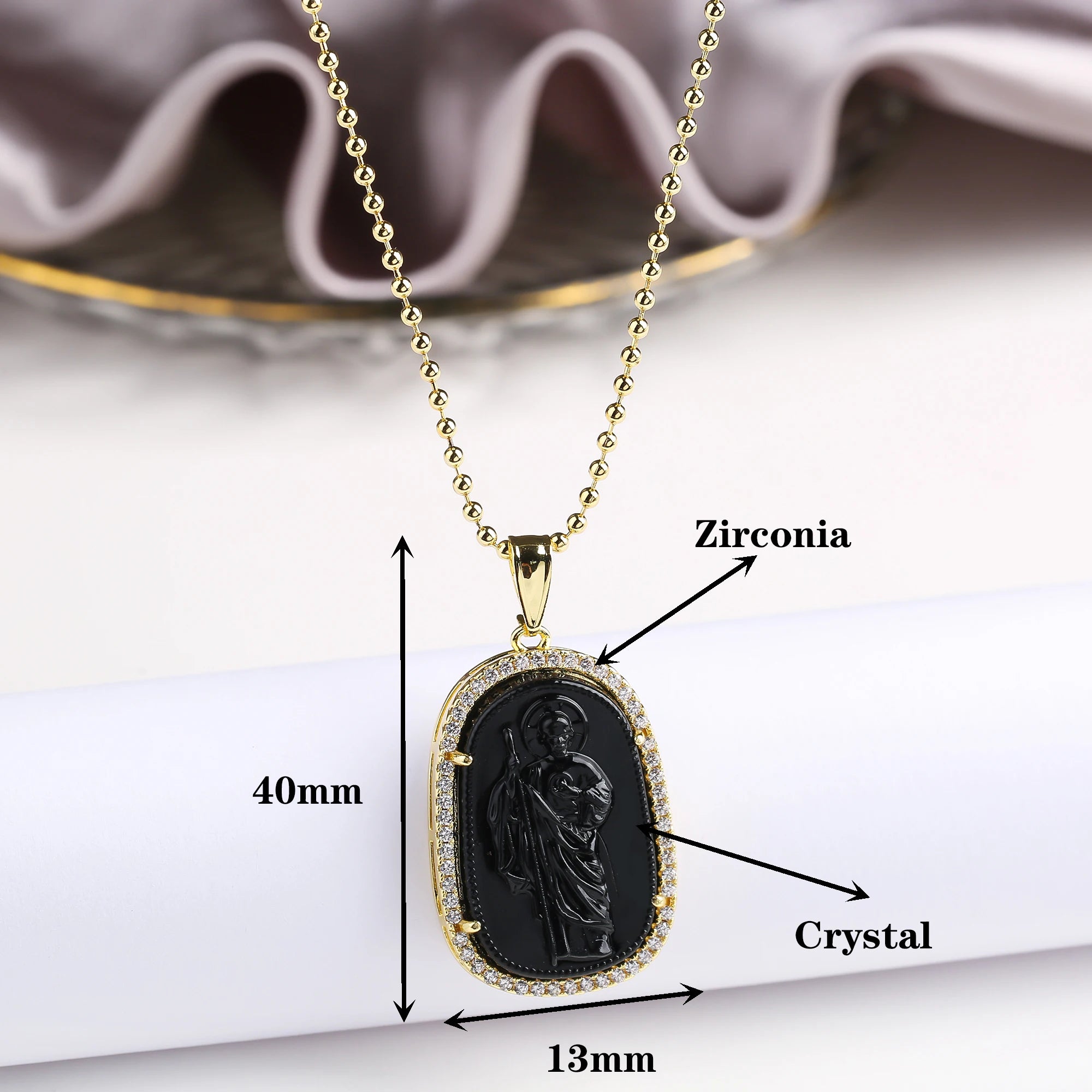 Gold/Silver Hot Sale Religious Style Gold Plated St. Jude Zircon Pendant Necklace Personalized for Man Woman Party Jewelry  Gift