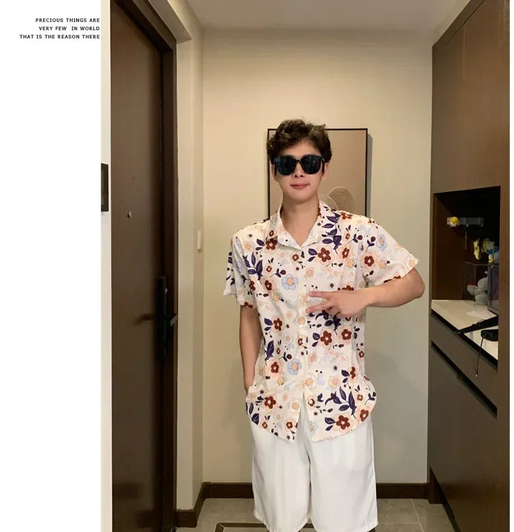 Parent-Child Family Holiday Outfits For Couple Brother Sister Dad Son Beach Shirts Mom Girl Floral Smocking Dress Korean Clothes