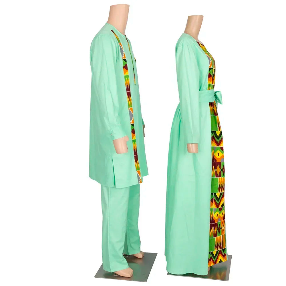 African Couple Outfits Matching Sets African Dresses for Women and African Dashiki Mens Clothing for Wedding Wyq949