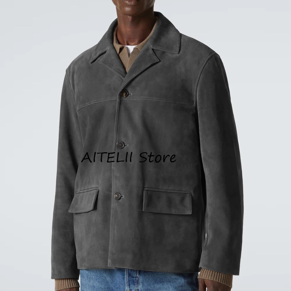 Casual Suit Jackets Lapel Single-breasted Costumes Casual Suede Jacket Blazers for Man Fashion Suits Blazer Men's Clothing