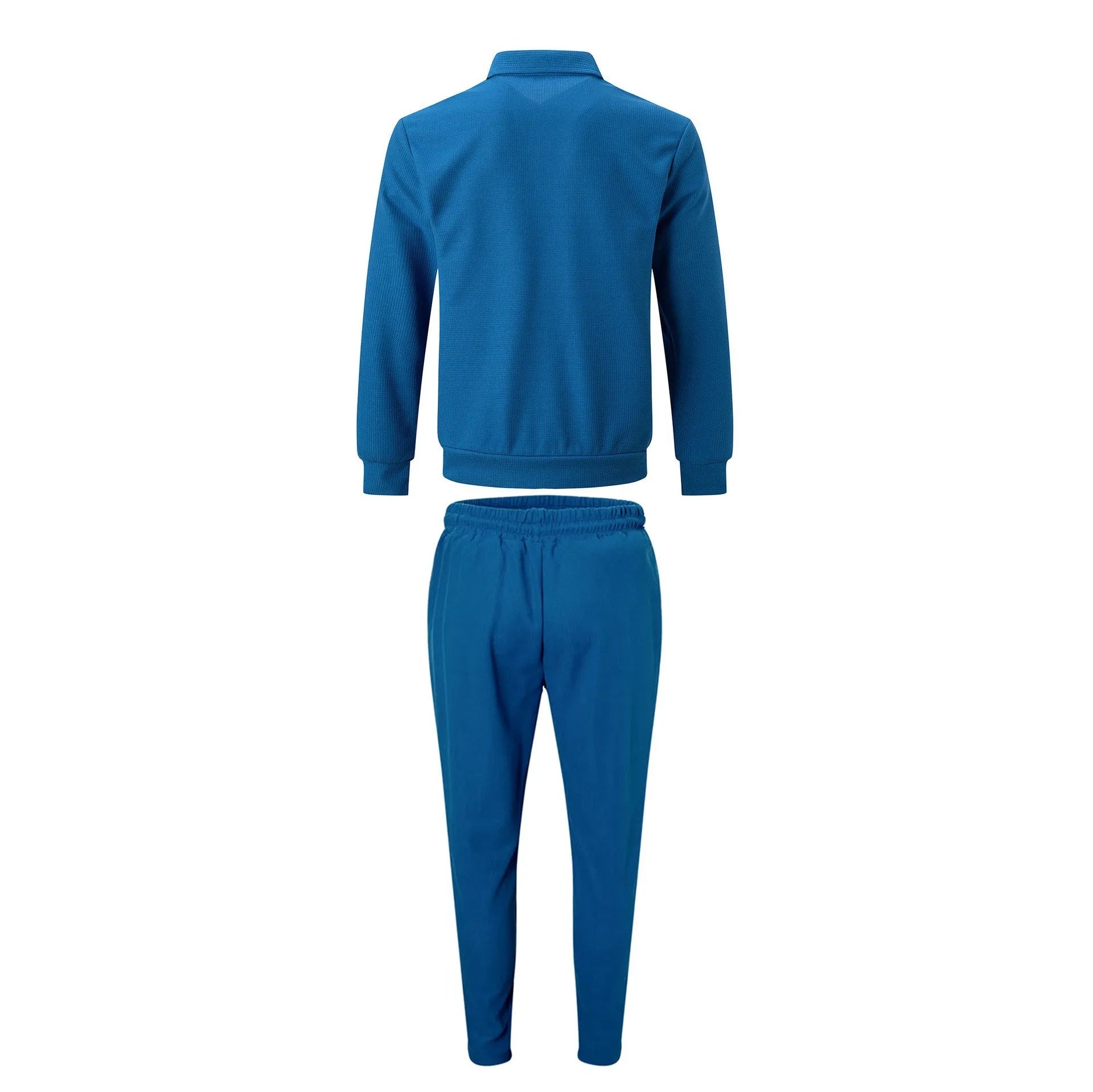 The new spring-autumn men's suit featuring a stylish waffle jacket and plain-colored trousers makes for a great casual outfit.