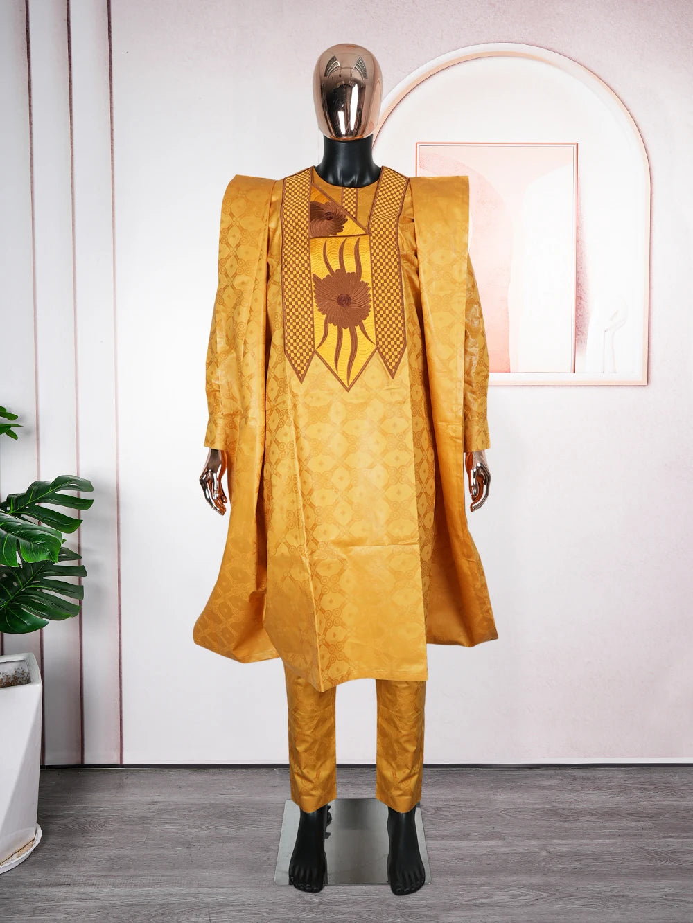 African Dresses For Couple Gold Matching Woman Man Traditional Bazin Riche Embroidery Outfit Turkey Dress Wedding Party Dress