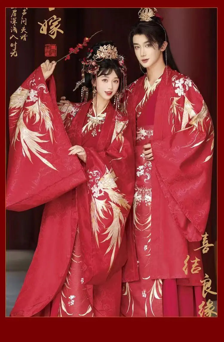Chinese Style Wedding Costume Traditional Song Dynasty Bride Groom Clothes Halloween Cosplay Suit Couples Art Photography Outfit