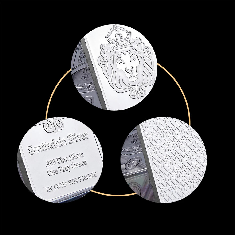 Scottsdale Silver 999 Fine Silver One Troy Ounce 1 Bars Bullion In God We Trust Coin With Display Case