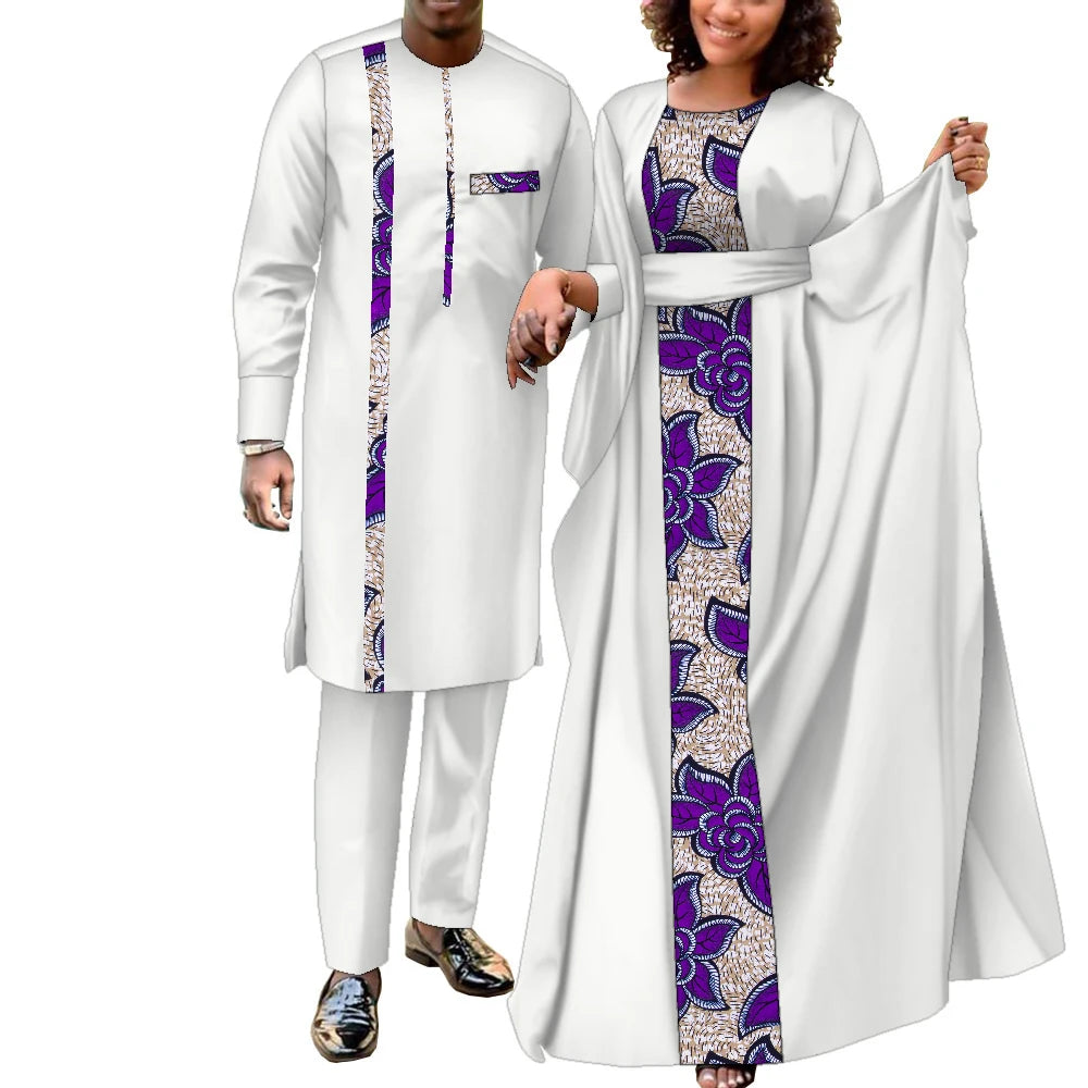 African Couple Outfits Matching Sets African Dresses for Women and African Dashiki Mens Clothing for Wedding Wyq949