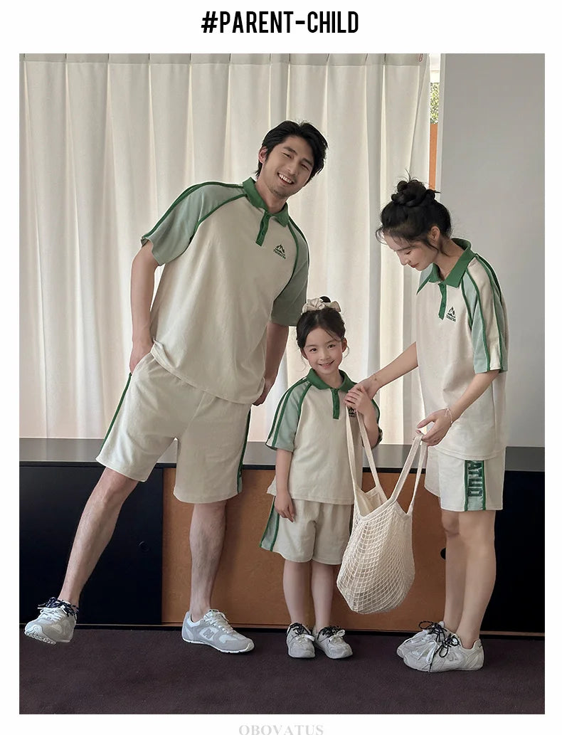 Couples Matching Outfit for Family Look Clothes Set Polo Shirt And Shorts 2 Pieces Clothing Suit New Summer Dad Mom Baby Costume