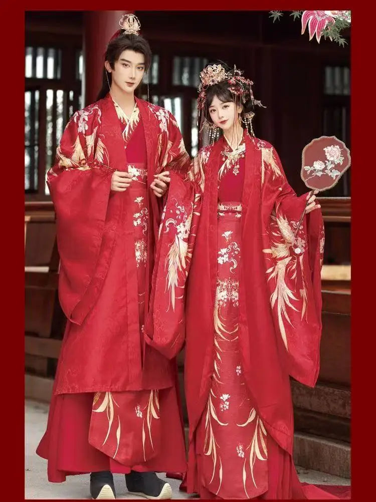 Chinese Style Wedding Costume Traditional Song Dynasty Bride Groom Clothes Halloween Cosplay Suit Couples Art Photography Outfit