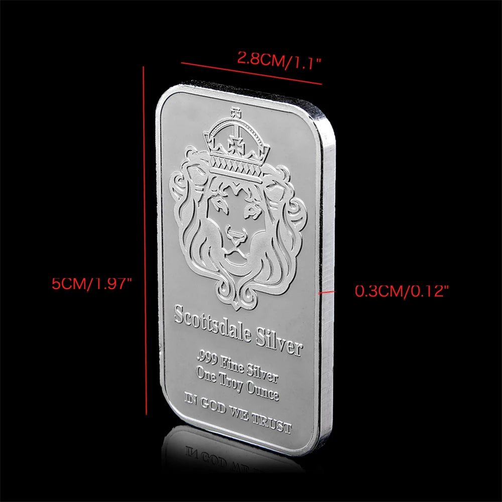 Scottsdale Silver 999 Fine Silver One Troy Ounce 1 Bars Bullion In God We Trust Coin With Display Case