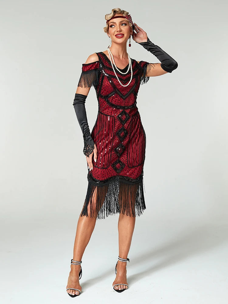 Dresses 1920s,Great Gatsby Dresses for Women Fringe Roaring 20s Costumes with 20s Accessories for Harlem Nights