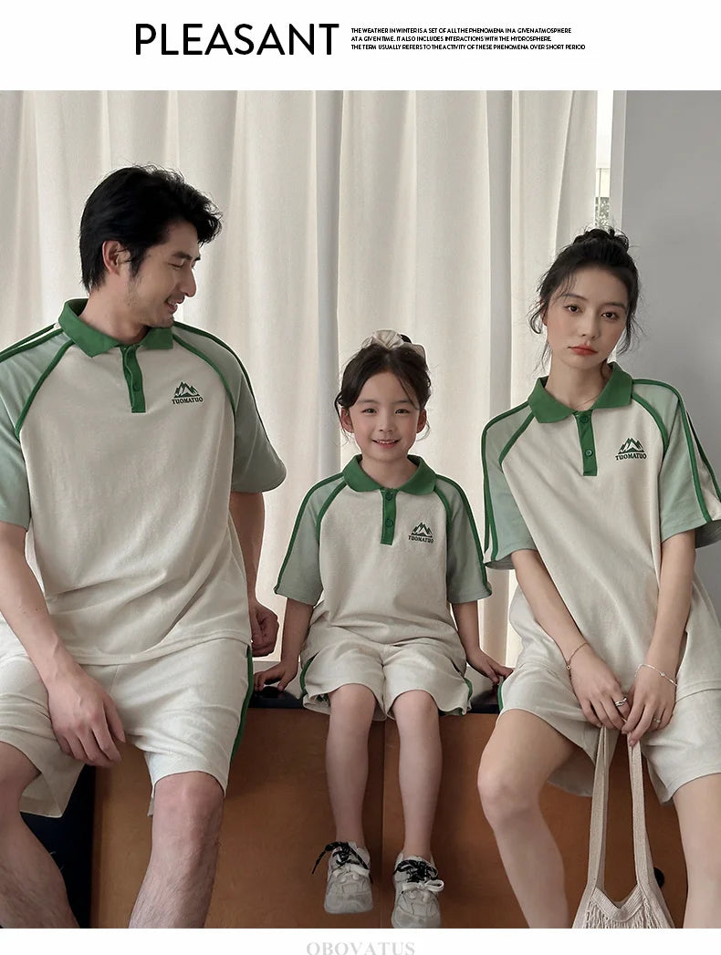 Couples Matching Outfit for Family Look Clothes Set Polo Shirt And Shorts 2 Pieces Clothing Suit New Summer Dad Mom Baby Costume