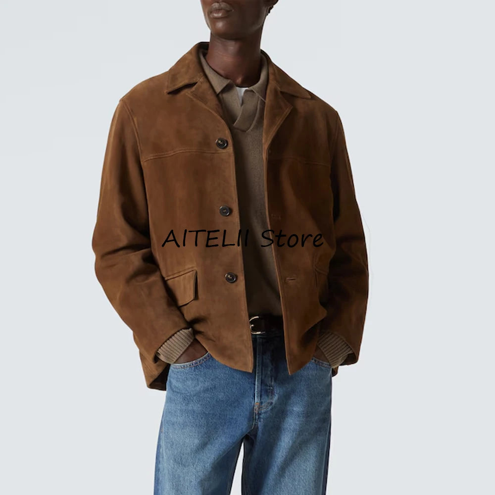 Casual Suit Jackets Lapel Single-breasted Costumes Casual Suede Jacket Blazers for Man Fashion Suits Blazer Men's Clothing