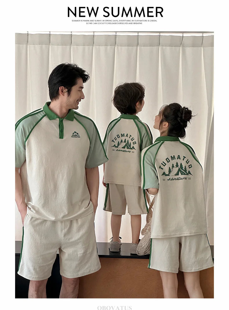 Couples Matching Outfit for Family Look Clothes Set Polo Shirt And Shorts 2 Pieces Clothing Suit New Summer Dad Mom Baby Costume