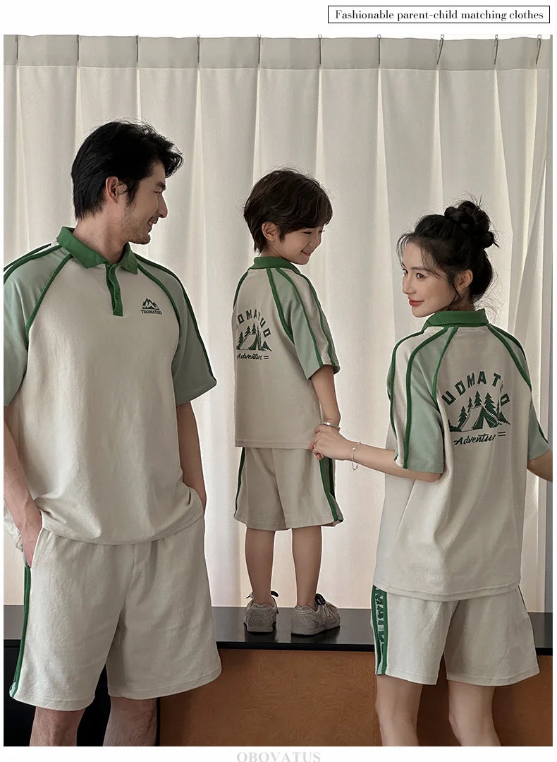 Couples Matching Outfit for Family Look Clothes Set Polo Shirt And Shorts 2 Pieces Clothing Suit New Summer Dad Mom Baby Costume