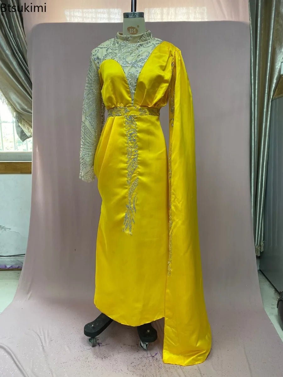 2026 Evening Dresses for Women Fashion Elegant Slim Sheer Long Sleeve Vintage Floor Length Dress Women High-grade Banquet Gowns