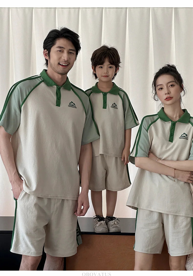 Couples Matching Outfit for Family Look Clothes Set Polo Shirt And Shorts 2 Pieces Clothing Suit New Summer Dad Mom Baby Costume