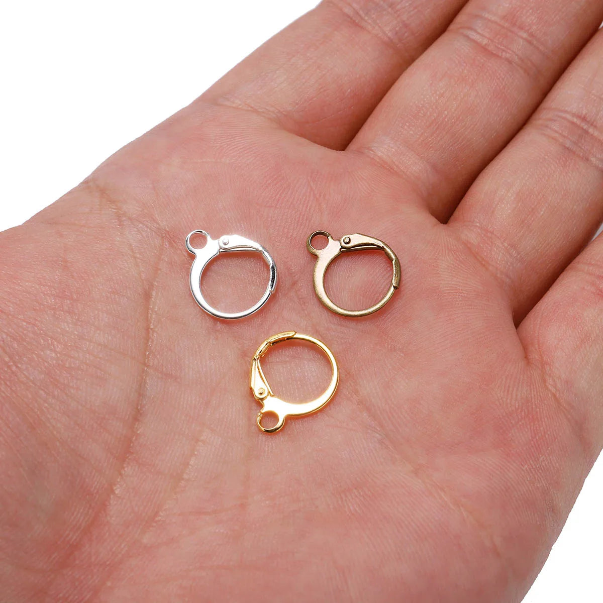 50pcs/lot Gold Silver French Lever Earring Hooks Wire Settings Base Hoops Earrings For DIY Jewelry Making Supplies Wholesale