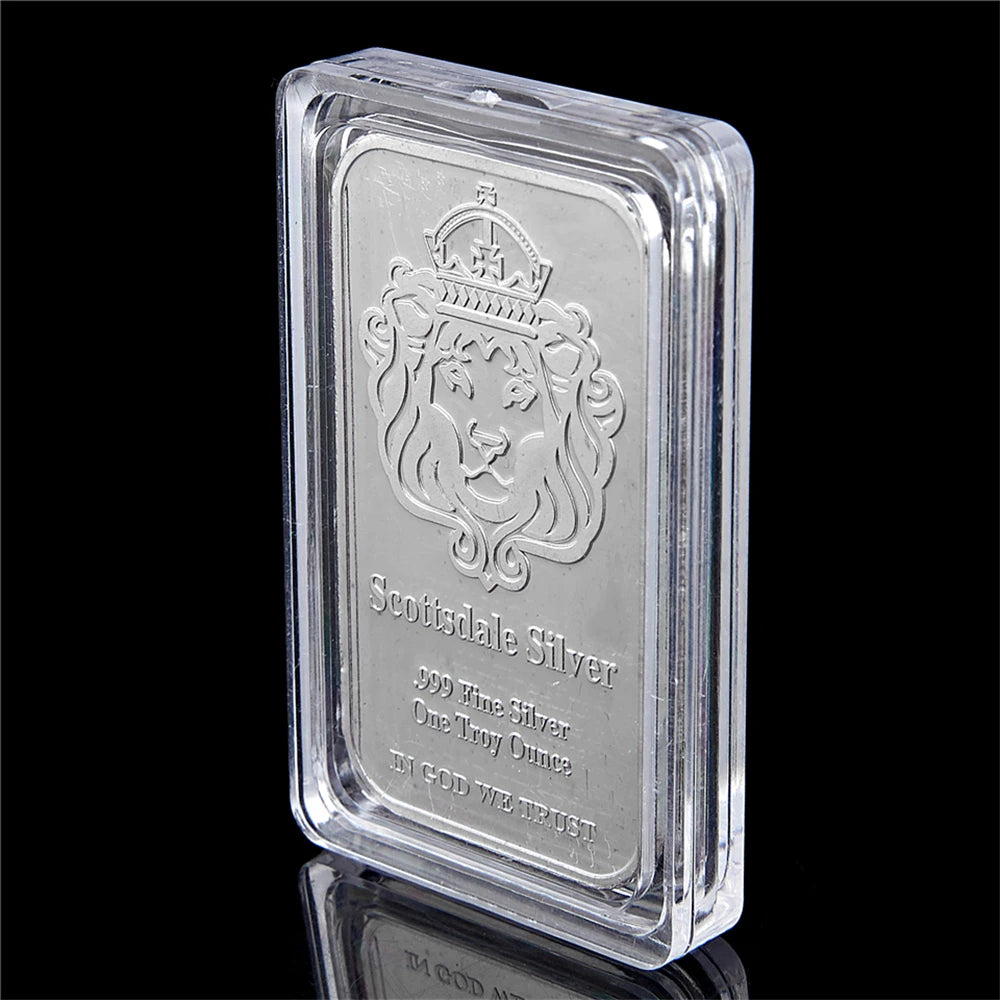 Scottsdale Silver 999 Fine Silver One Troy Ounce 1 Bars Bullion In God We Trust Coin With Display Case