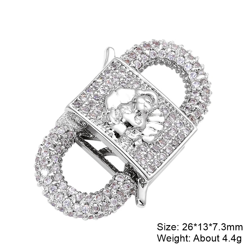 JUYA Gold Zirconia Clasp Hook Fasteners for Bracelets Silver Pearls for Jewellery Making Accessories Luxury Necklace Closures