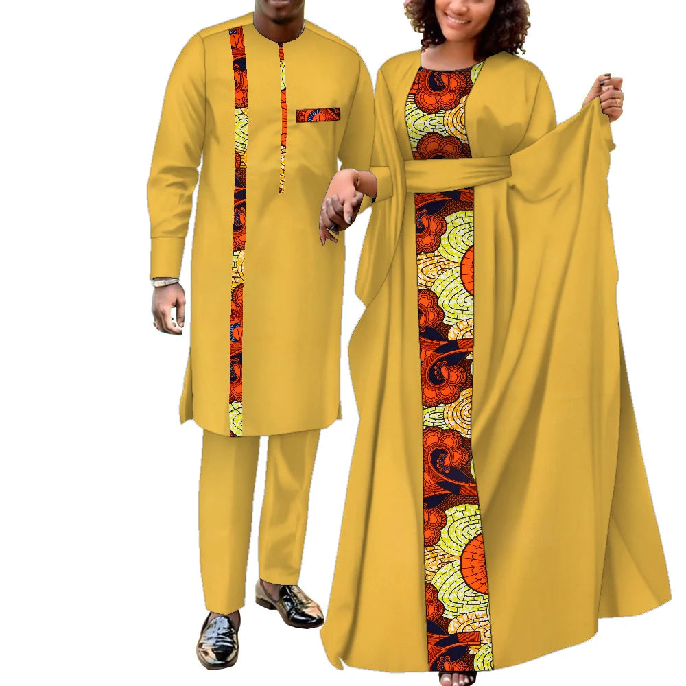 African Couple Outfits Matching Sets African Dresses for Women and African Dashiki Mens Clothing for Wedding Wyq949